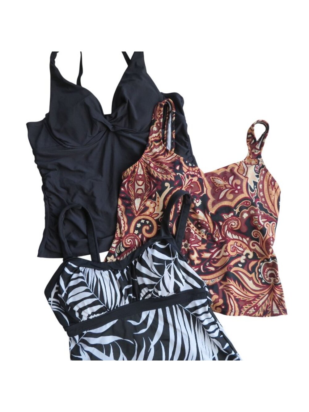 Lot Of 3 Womens Swimsuit Tankini Tops Size 12/14 Jantzen Jamaica Bay Time & Tru